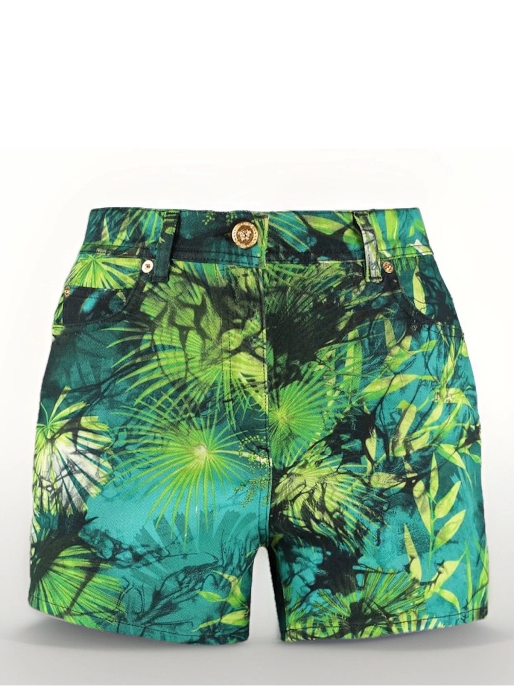 Versace Jungle Print Denim Shorts - Picture 11 of 12